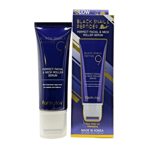FARMSTAY Black Snail Peptide 9 Perfect Facial & Neck Roller Serum (5.67oz) - Lunara Shopping