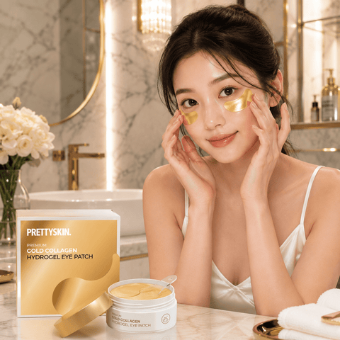 PRETTYSKIN Premium Gold Collagen Hydrogel Eye Patch 60ea (3.17 oz) - Lunara Cosmetics