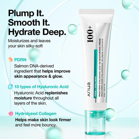 ANUA 100+ PDRN Hyaluronic Acid Moisturizing Cream (2.02 fl.oz) - Lunara Cosmetics