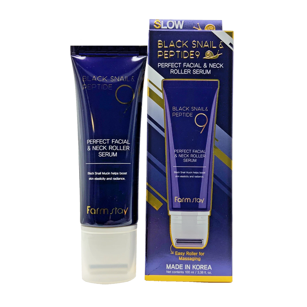 FARMSTAY Black Snail Peptide 9 Perfect Facial & Neck Roller Serum (5.67oz)