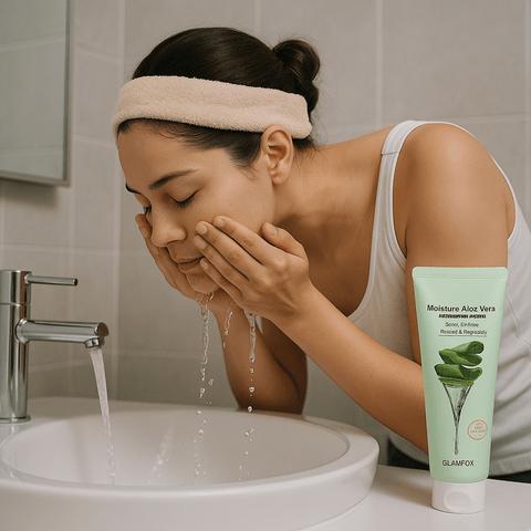GLAMFOX Moisture Aloe Vera Cleansing Foam with Vitamin C (6.08oz) - Lunara Shopping