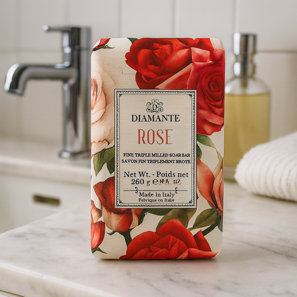 Diamante Rose Triple-Milled Luxury Soap Set of 2