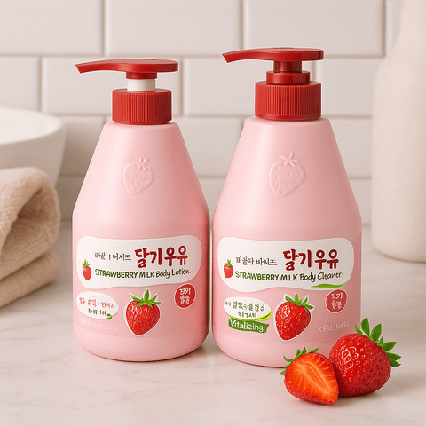 KWAILNARA Milk Body Cleanser & Lotion Set, (Strawberry) - Lunara Shopping