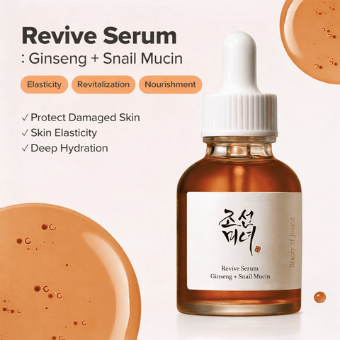 BEAUTY OF JOSEON Revive Serum Ginseng + Snail Mucin (1 fl.oz) - Lunara Shopping