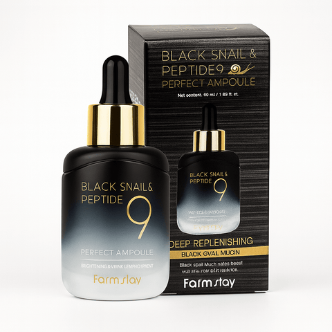FARMSTAY Black Snail & Peptide 9 Perfect Ampoule (1.18 fl.oz) - Lunara Shopping
