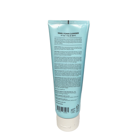 BONNYHILL Snail Foam Cleanser – back label with ingredients and directions