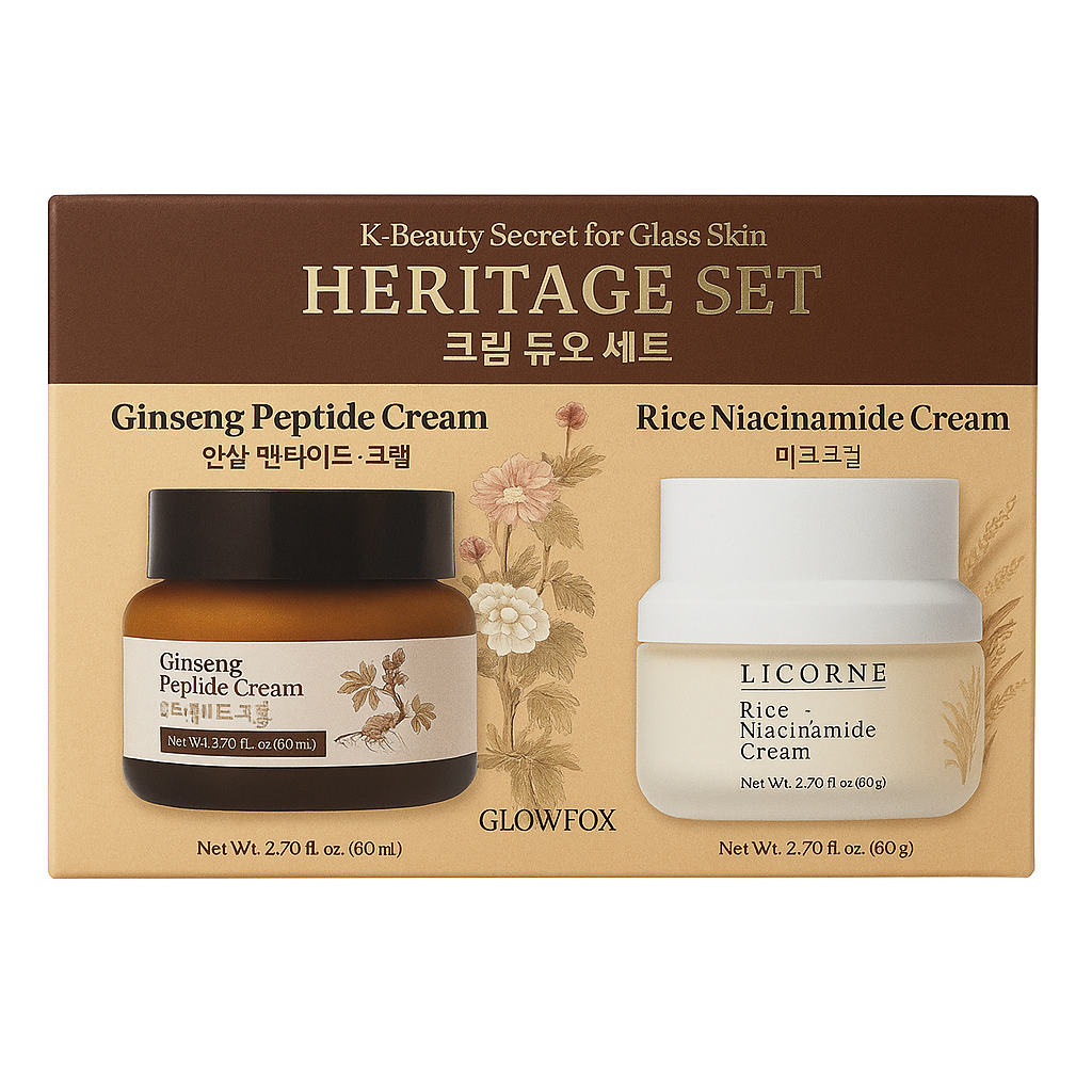GLAMFOX Heritage Set with Ginseng Peptide Cream And Rice Niacinamide Cream Bundle
