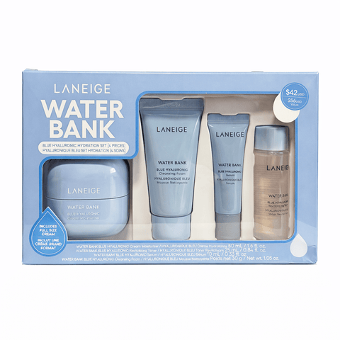 LANEIGE Water Bank Blue Hyaluronic Hydration Set of 4 Pieces (10 oz) - Lunara Cosmetics