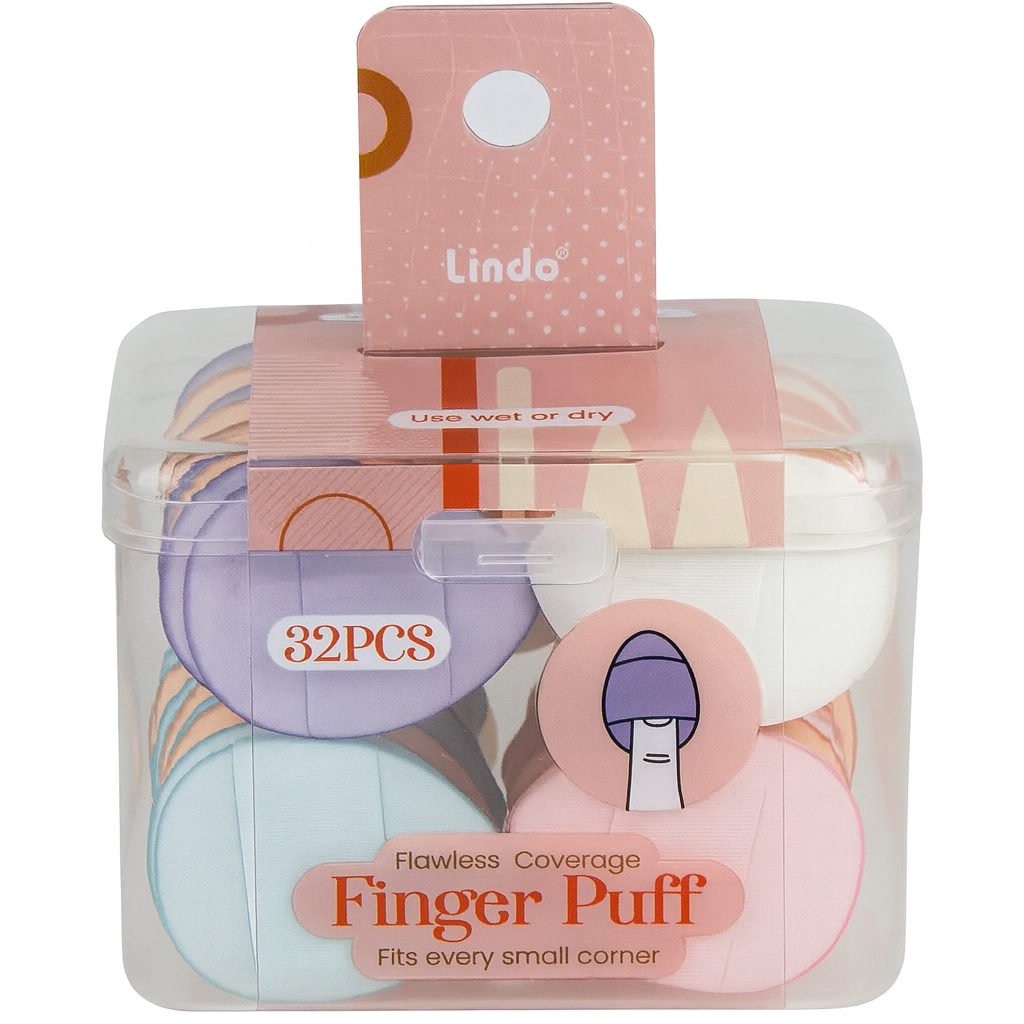 LINDO Finger Puff for Foundation & Powders (32 pcs)