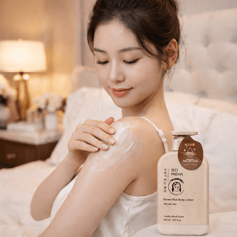 MIDHA Brown Rice Body Lotion Vanilla Wood Scent (16.9 fl.oz) - Lunara Cosmetics
