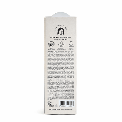 MIDHA Rice Sebum Face Toner For Oily & Sensitive Skin 86% (6.76 fl.oz) - Lunara Cosmetics
