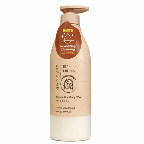 MIDHA Brown Rice Body Wash Vanilla Wood Scent (24.6 fl.oz) - Lunara Cosmetics