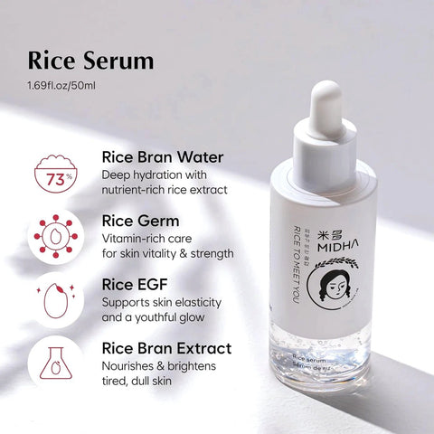MIDHA Rice Serum for Glowing & Moisturising 73% (1.69 fl.oz) - Lunara Cosmetics
