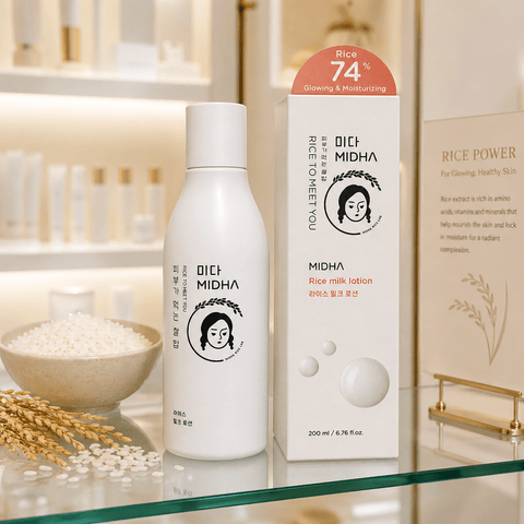 MIDHA Rice Milk Face Lotion 74% Glowing & Moisturising (6.76 fl.oz) - Lunara Cosmetics