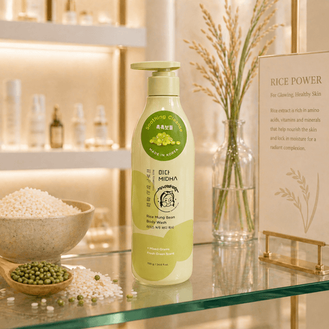 MIDHA Rice Mung Bean Body Wash Fresh Green Scent (24.6 fl.oz) - Lunara Cosmetics