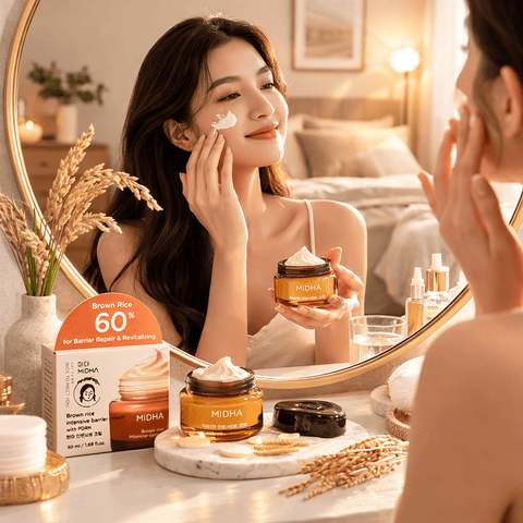 MIDHA Brown Rice Intensive Barrier Cream with PDRN (1.69 fl.oz) - Lunara Cosmetics