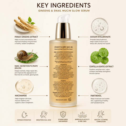 MONTNATURE Ginseng & Snail Mucin Glow Serum (2.70 fl.oz) - Lunara Cosmetics