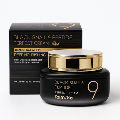FARMSTAY Black Snail & Peptide 9 Perfect Cream (1.85 fl.oz) - Lunara Shopping