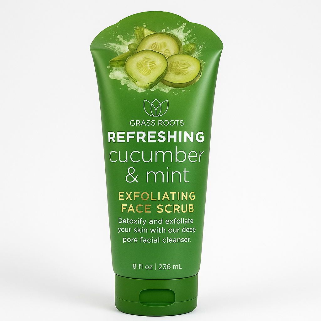 Grass Roots Refreshing Cucumber & Mint Exfoliating Face Scrub 98 fl.oz)
