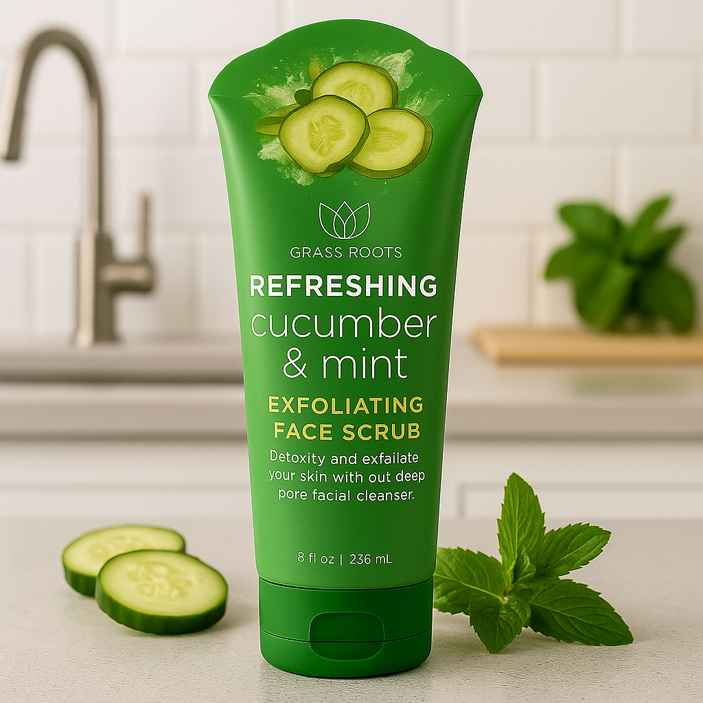 Grass Roots Refreshing Cucumber & Mint Exfoliating Face Scrub 98 fl.oz)